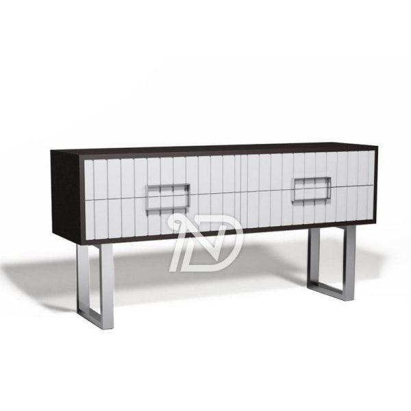 Lhokseumawe Contemporary Teupat Console Table with Stainless Steel Leg Black White