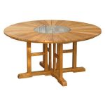 Round Teak Outdoor Mata Uro Fixed Granite Dining Table