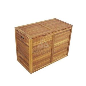 Teak 2 Section Hamper Storage Box