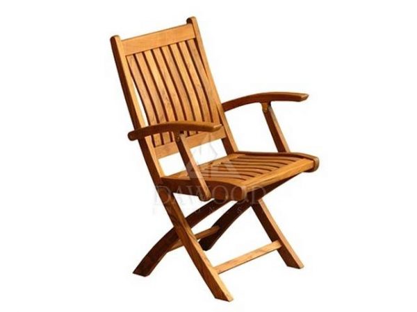 DCFL-011-Kiffa Teak Folding Arm Chair Wide Slat Kiffa Teak Folding Arm Chair Wide Slat