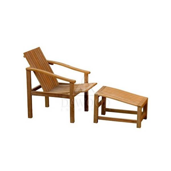 DCGD-012 Denpasar Teak Lounge Chair with Footstool-Dawood Outdoor Furniture Manufacturers Denpasar Teak Lounge Chair with Footstool