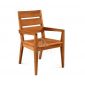 Modern Wide Slat Teak Arm Dining Chair