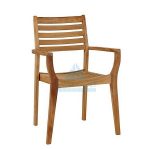 Longstock Teak Stacking Arm Dining Chair