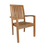 DCST-014-Teak Garden Stacking Arm Dining Chair