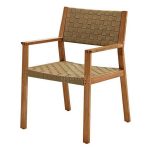 DCSY-006-Teak-Modern-Weaving-Leather-Arm-Dining-Chair
