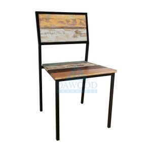 Vero Industrial Steel Teak Side Dining Chair