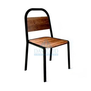 Curve Industrial Steel Teak Side Dining Chair