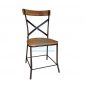X Industrial Steel Teak Side Dining Chair