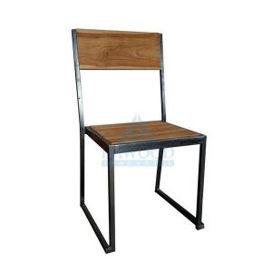 Mola Industrial Steel Teak Side Dining Chair