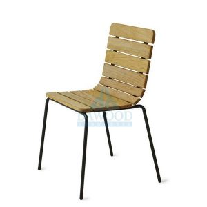 Slate Industrial Steel Teak Side Dining Chair