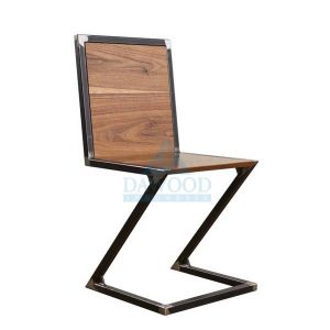 Z Industrial Steel Teak Side Dining Chair