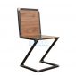 Z Industrial Steel Teak Side Dining Chair