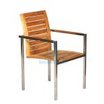 DCTE-011 Modern Stainless Steel Teak Arm Dining Chair