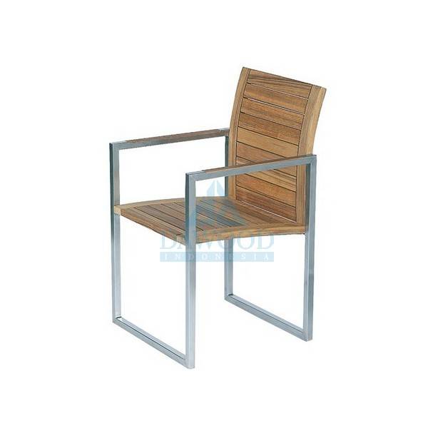 Fe Stainless Steel Teak Arm Dining Chair