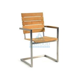 Ce Stainless Steel Teak Arm Dining Chair