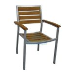 DCTE-015 Fidel Stainless Steel Teak Arm Dining Chair