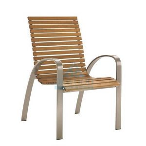 Males Stainless Steel Teak Arm Dining Chair