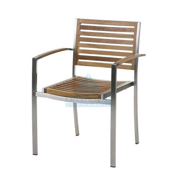DCTE-017 Dion Stainless Steel Teak Arm Dining Chair Dion Stainless Steel Teak Arm Dining Chair