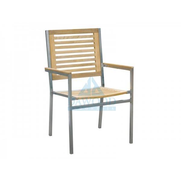 DCTE-018 Dias Stainless Steel Teak Arm Dining Chair Dias Stainless Steel Teak Arm Dining Chair