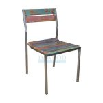 Nobi Stainless Steel Teak Side Dining Chair