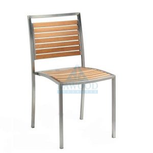 Greek Stainless Steel Teak Side Dining Chair