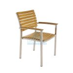 DCTE-021 Tutu Stainless Steel Teak Stacking Arm Dining Chair
