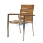 DCTE-022 Waro Stainless Steel Teak Stacking Arm Dining Chair