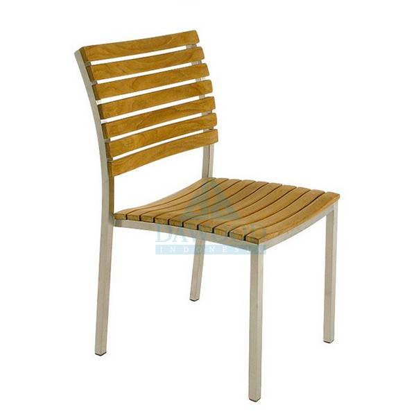 Titan Stainless Steel Teak Stacking Side Dining Chair