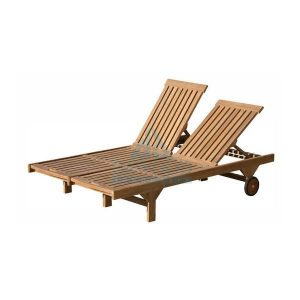 Simple Double Teak Sun Loungers