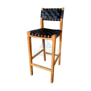 Dinesh Weaving Leather Teak Barchair