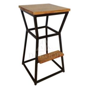 Stool Wood and Steel DRER-001 Industrial Height Bar Stools With Footstep