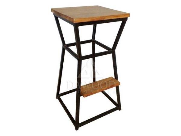 Stool Wood and Steel DRER-001 Industrial Height Bar Stools With Footstep