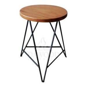 Stool Wood and Steel DRER-006 Round Height Triangle Leg Bar Stool Black