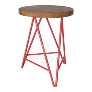 Stool Wood and Steel DRER-007 Round Height Triangle Leg Bar Stool Red