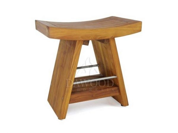Asia Teak And Stainless Shower Stool