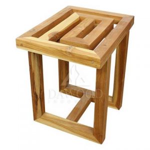 Maze Pattern Teak Spa Stool