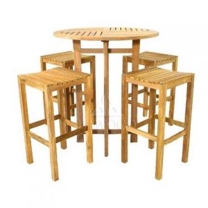 DRSR-004 Round Teak Table and 4 piece Tropez