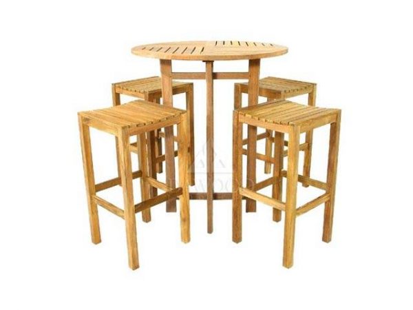 DRSR-004 Round Teak Table and 4 piece Tropez