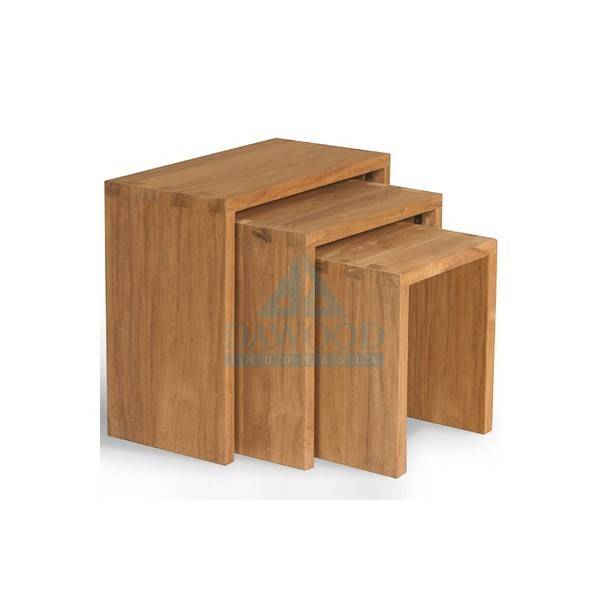 DTCS-016 Nested Side Cube Teak Table Set-Jepara Teak Outdoor Indonesia Furniture Nested Side Cube Teak Table Set