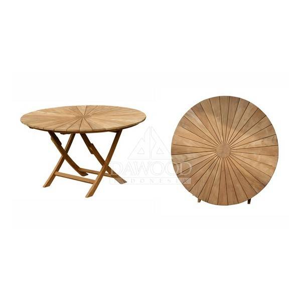 DTFN-002 Matahari Teak Medium Folding Table 120X120X75cm-Jepara Teak Outdoor Indonesia Furniture Matahari Teak Medium Folding Table