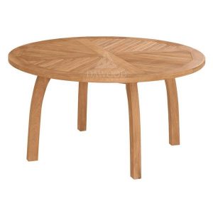 Round Fixed Curved Legs Teak Garden Dining Table