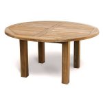 Round Teak Outdoor Patio Straight Leg Dining Table