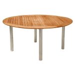 DTRO-009 Round Teak Stainless Steel Leg Dining Table Dia.180X75cm-Indonesia Furniture manufacturers