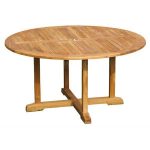 Round Simple Legs Teak Garden Dining Table