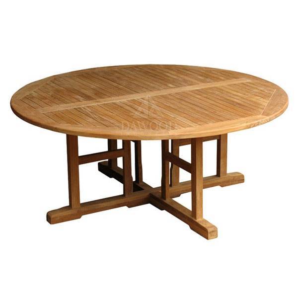DTRO-011 Round Fixed Legs Teak Garden Dining Table Dia.180X75cm-Indonesia Furniture manufacturers Round Fixed Legs Teak Garden Dining Table