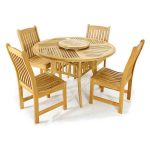 Modern-Round-4-Side-Chairs-Teak-Outdoor-Dining-Set