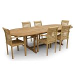 Teak-Oval-Extendable-6-Stackable-Seat-Garden-Dining-Set
